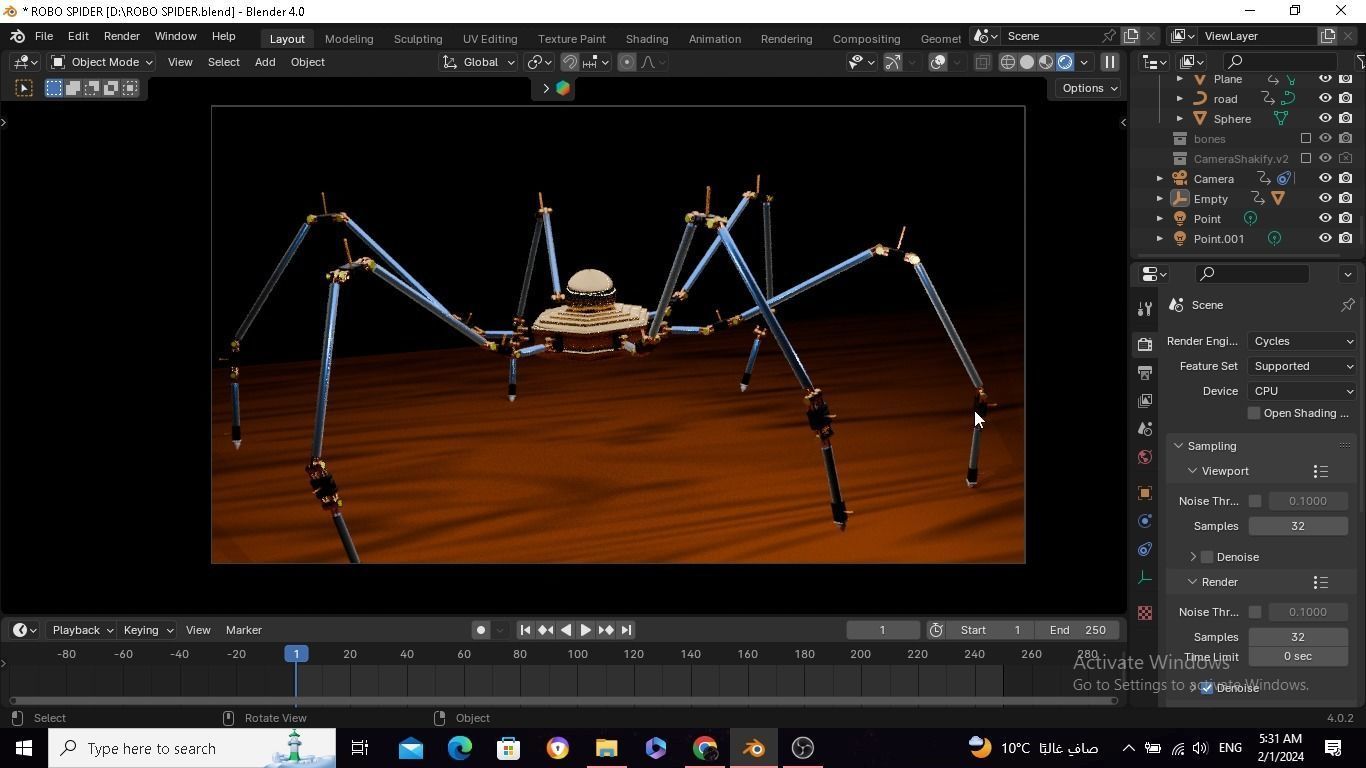 3d spider robot riged  3D model_1