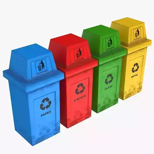 Colored Recycle Bins Dirty and Clean TXRs