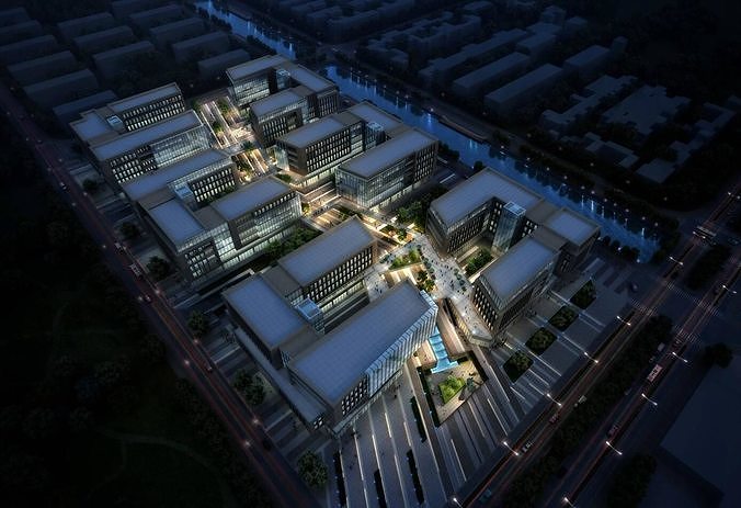 SU Model of Modern Office Buildings in Overseas Chinese Town 3D model