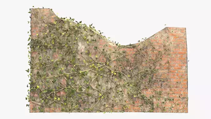 4K Ruined Brick Wall With Ivy