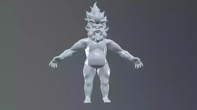 Angry Warrior Man High-Poly Character 3D Model