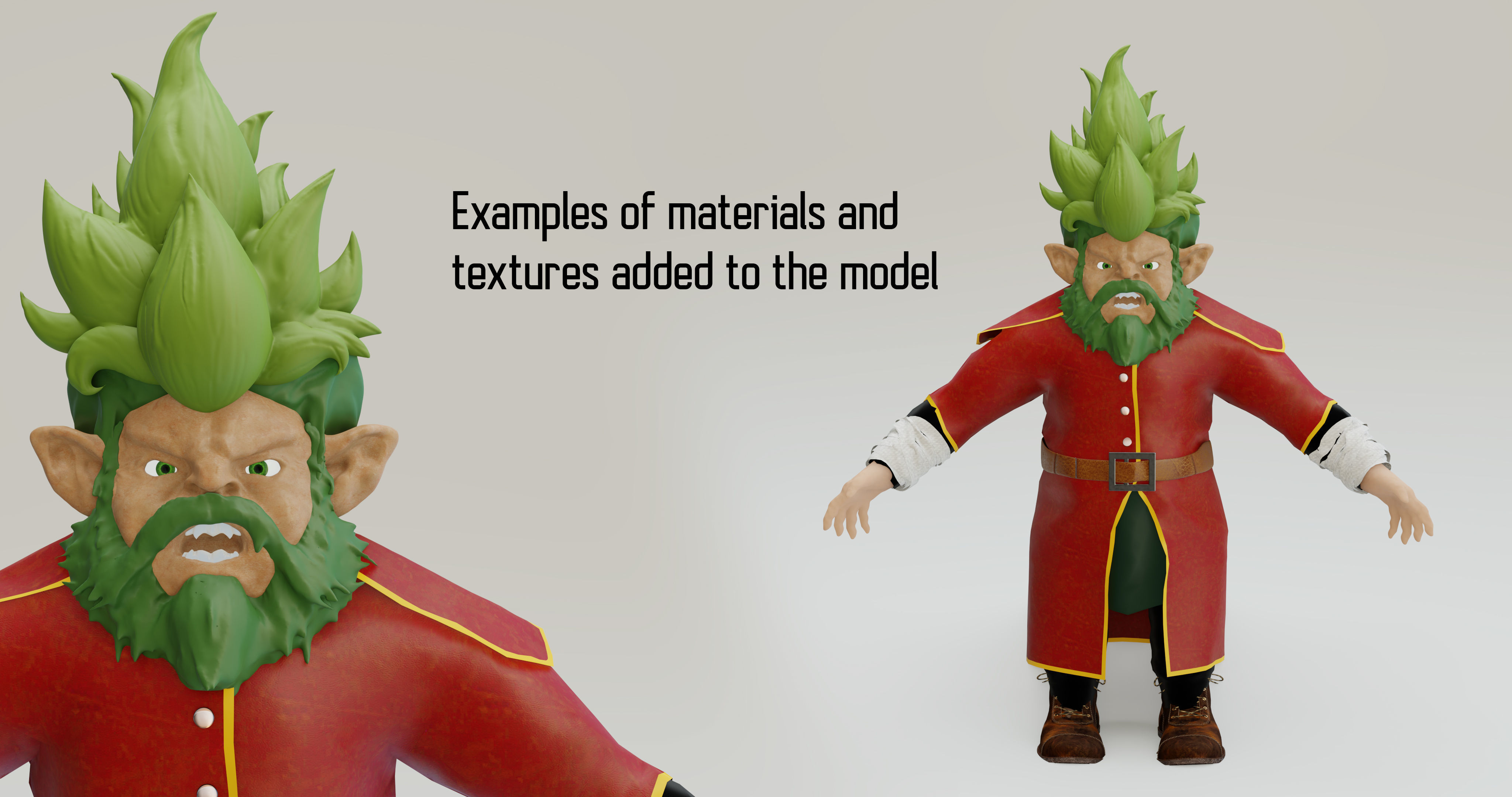 Angry Warrior Man High-Poly Character 3D Model 3D model_1