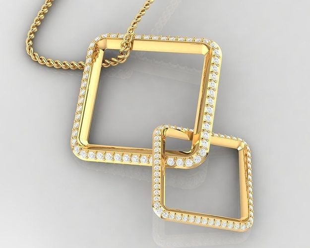 The necklace pendant features two knotted rhombuses  3dmodel  Free 3D print model