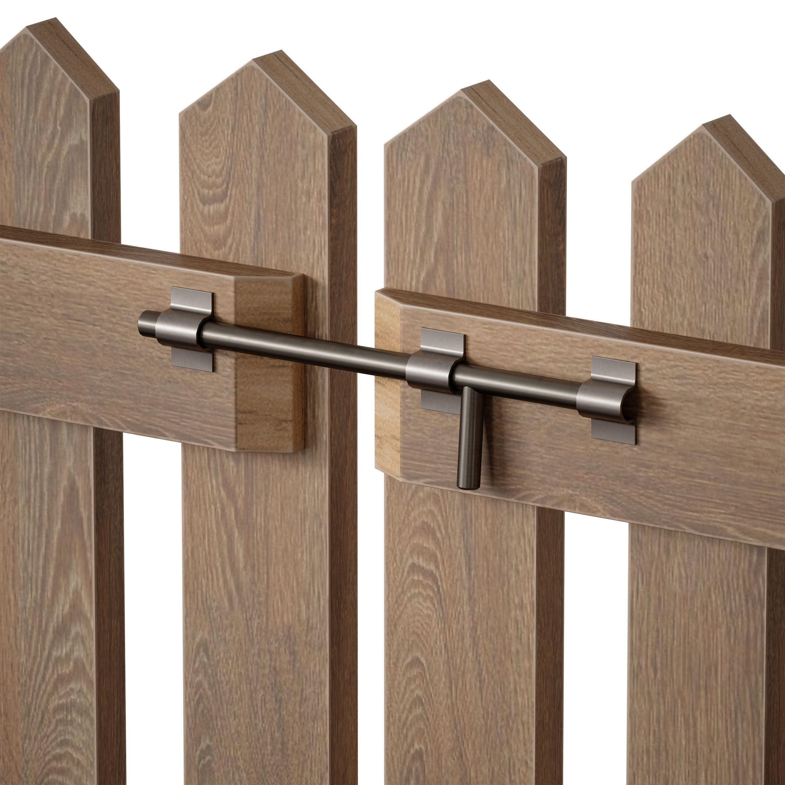 Wooden picket fence with wicket and gate 3D model_18