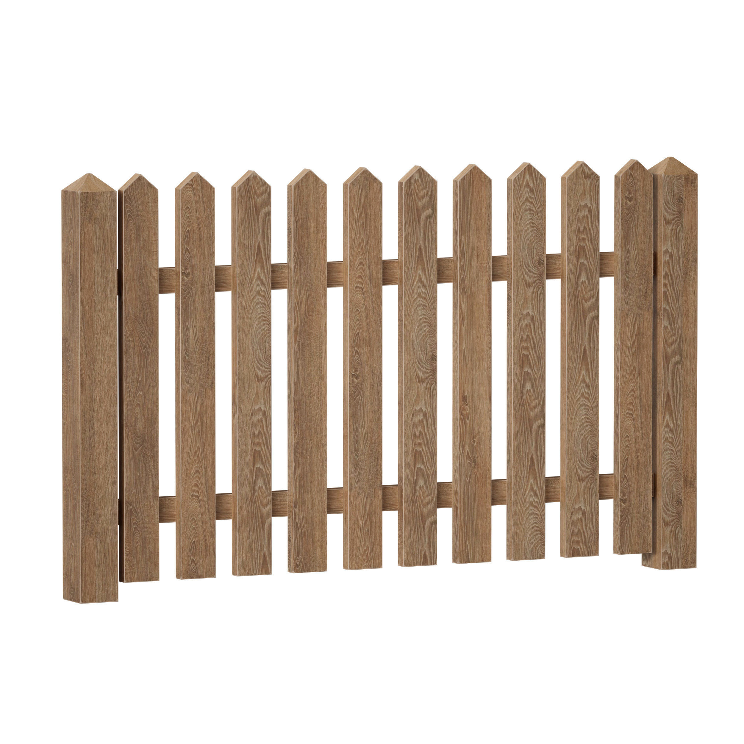 Wooden picket fence with wicket and gate 3D model_5