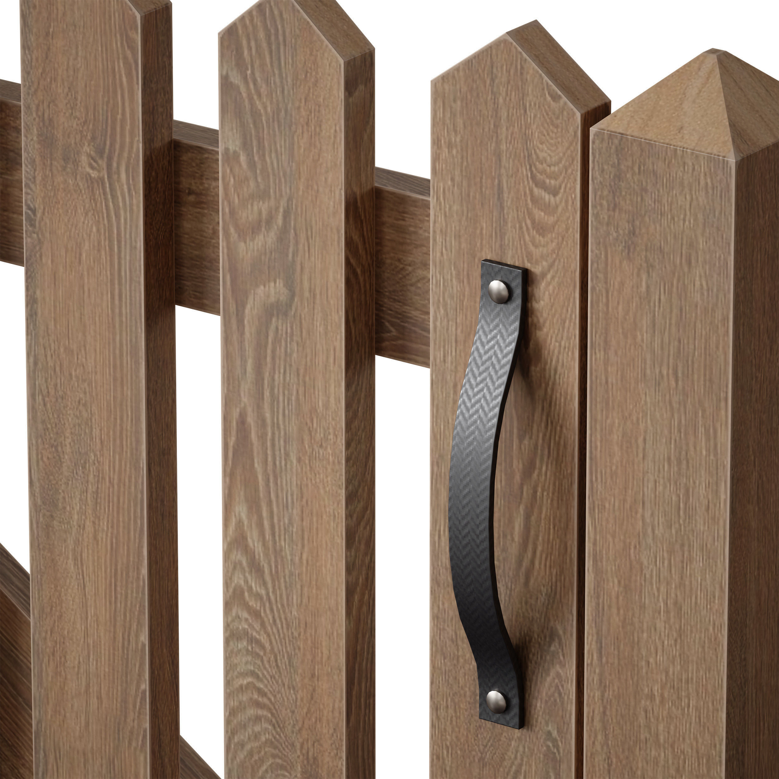 Wooden picket fence with wicket and gate 3D model_9