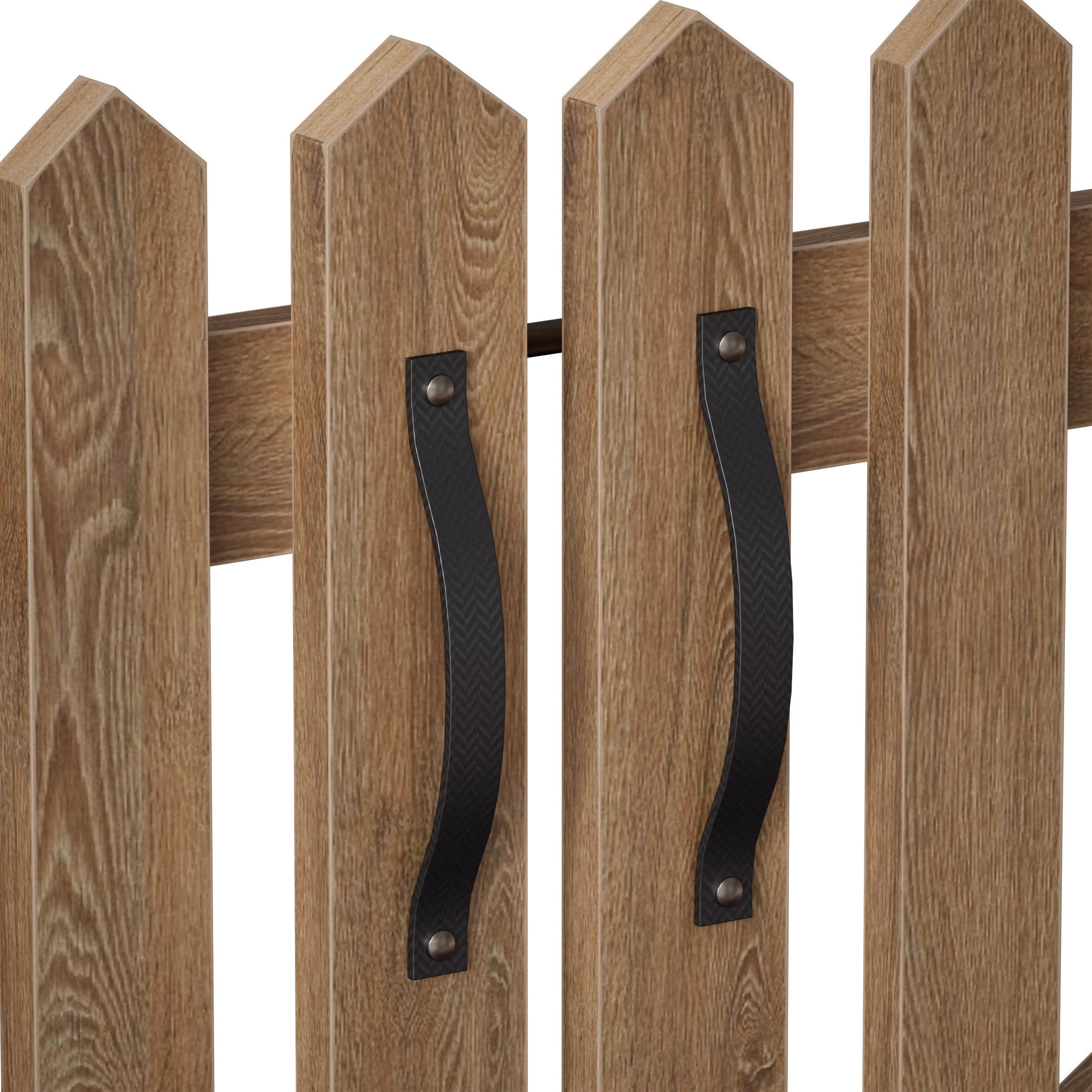 Wooden picket fence with wicket and gate 3D model_16