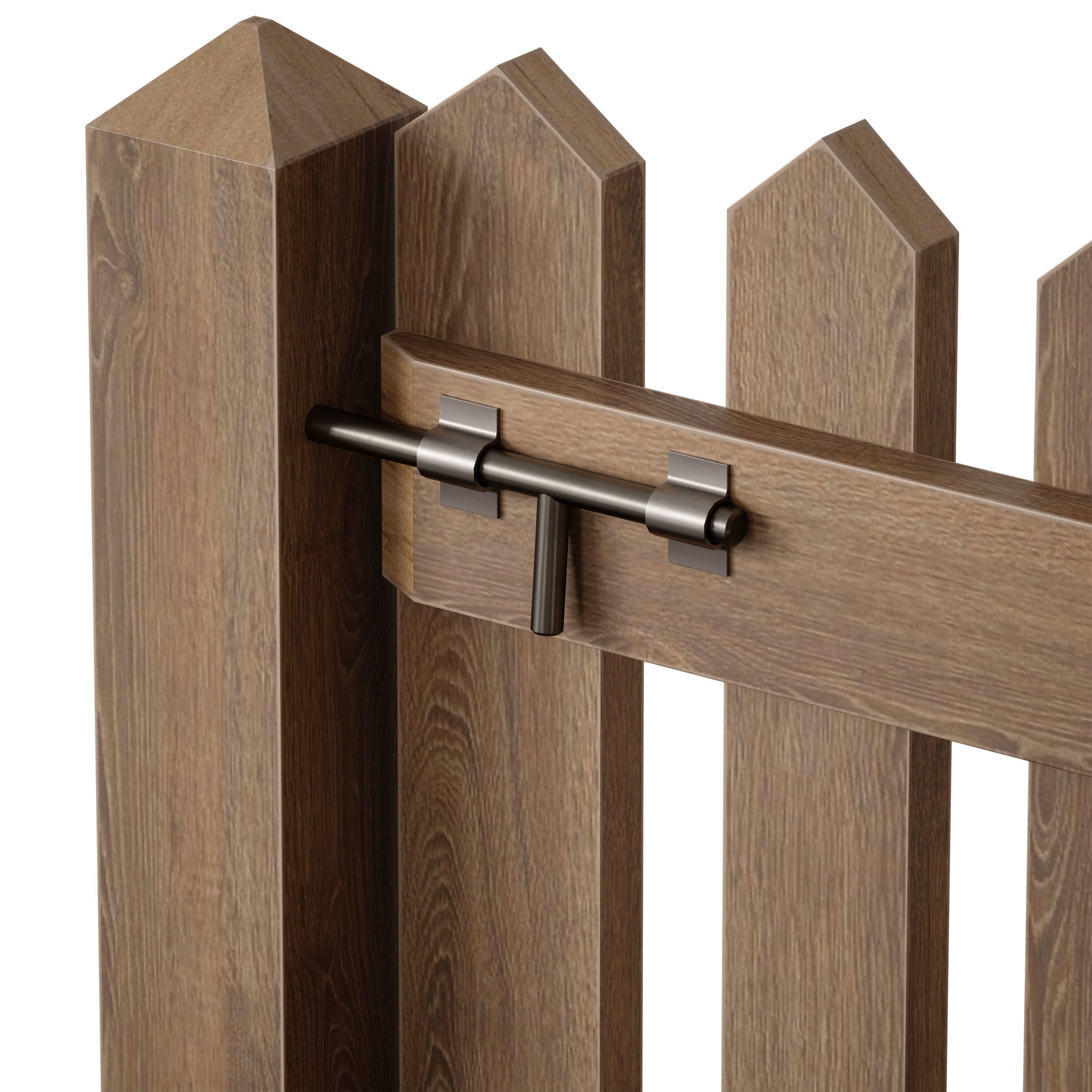 Wooden picket fence with wicket and gate 3D model_10
