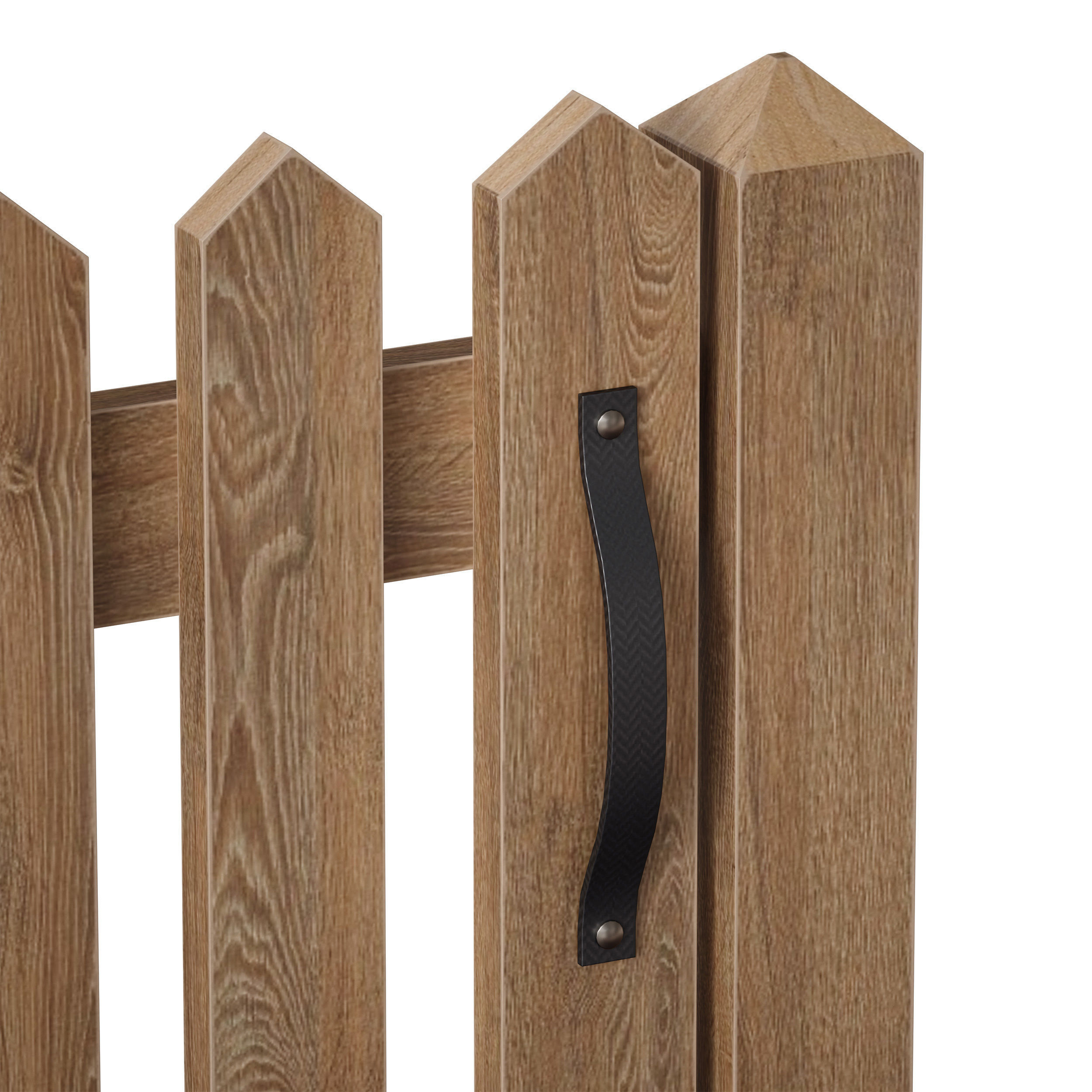 Wooden picket fence with wicket and gate 3D model_8