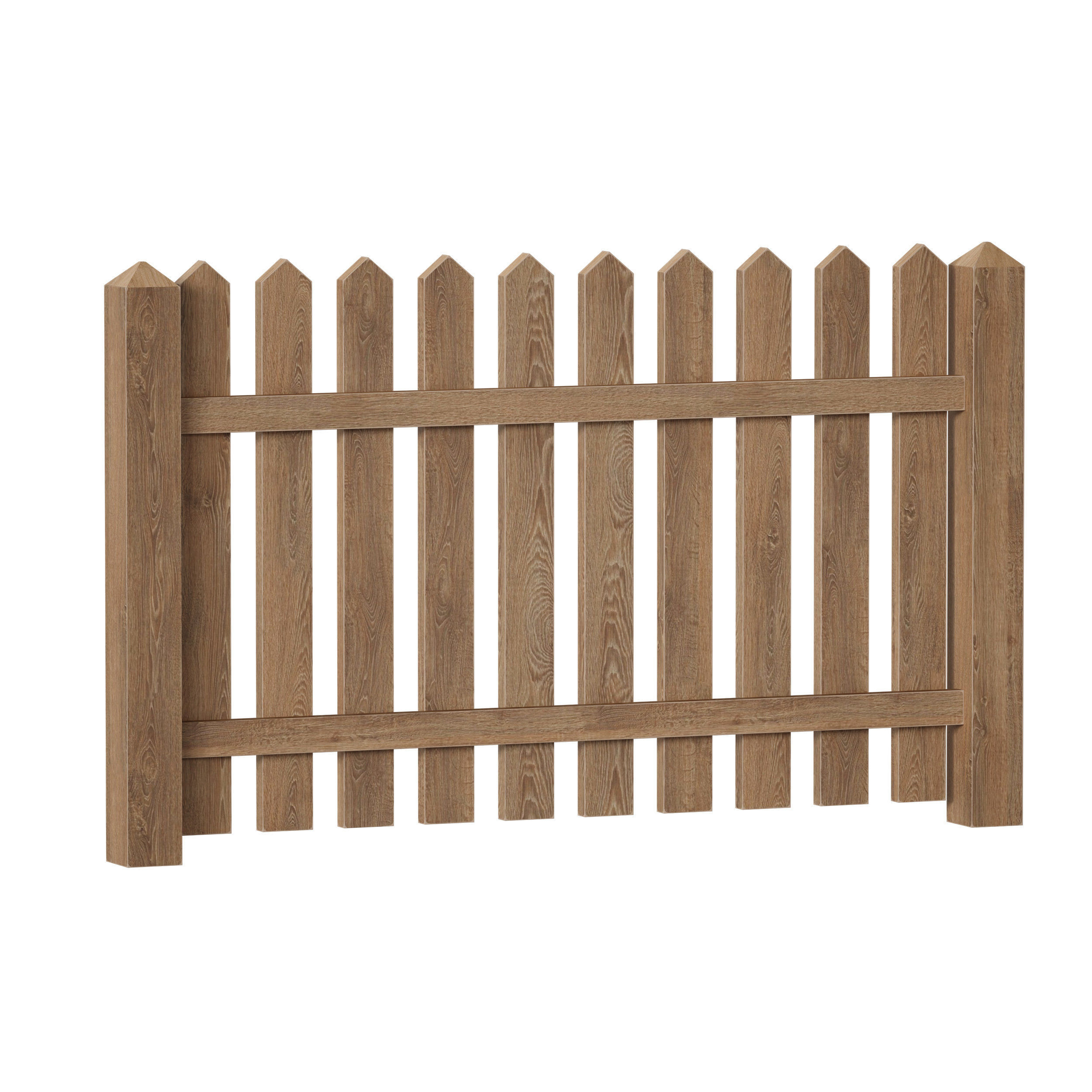Wooden picket fence with wicket and gate 3D model_7