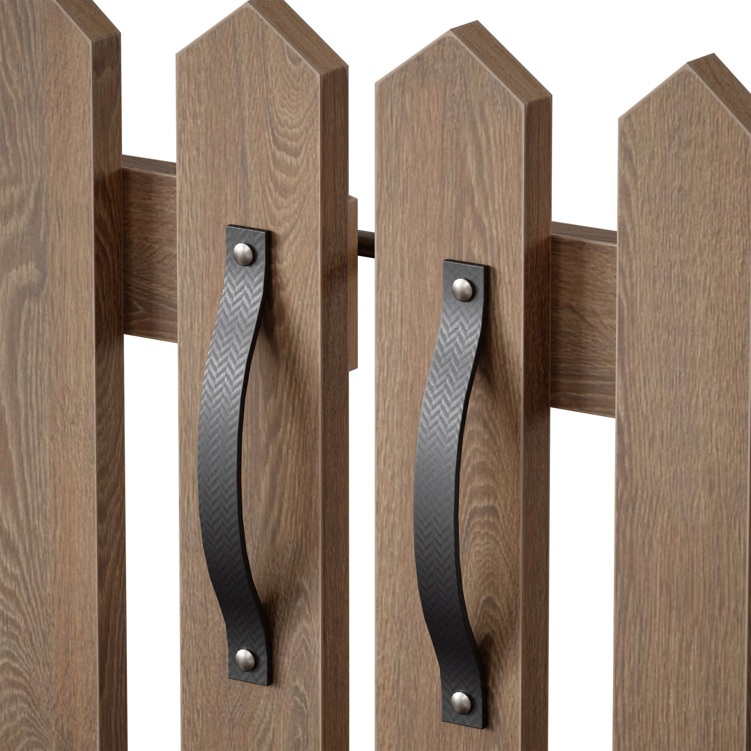 Wooden picket fence with wicket and gate 3D model_17