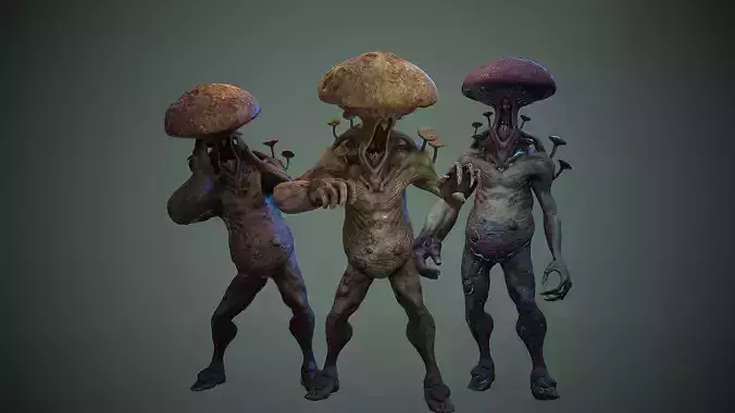 Crazy Mushroom Monster Low-poly 3D model