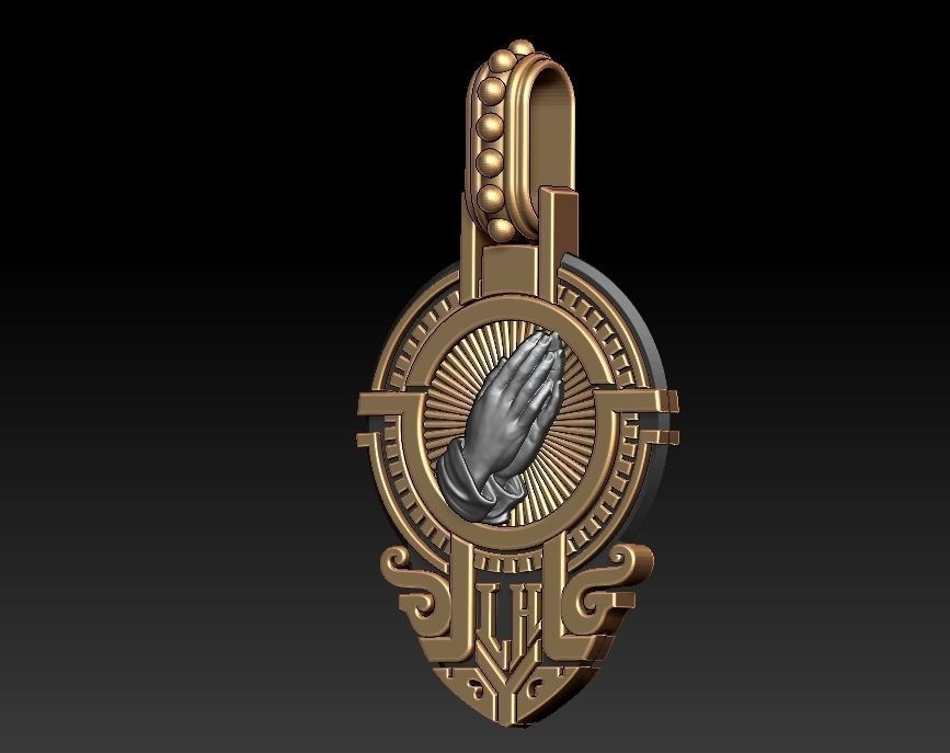 Praying Hand Pendant 3D print model_3