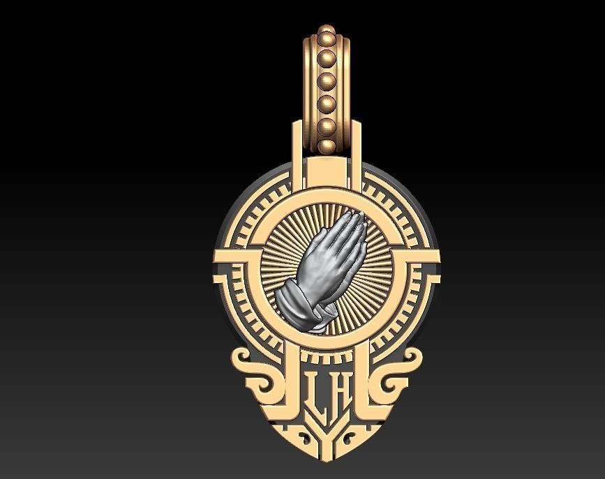 Praying Hand Pendant 3D print model_2