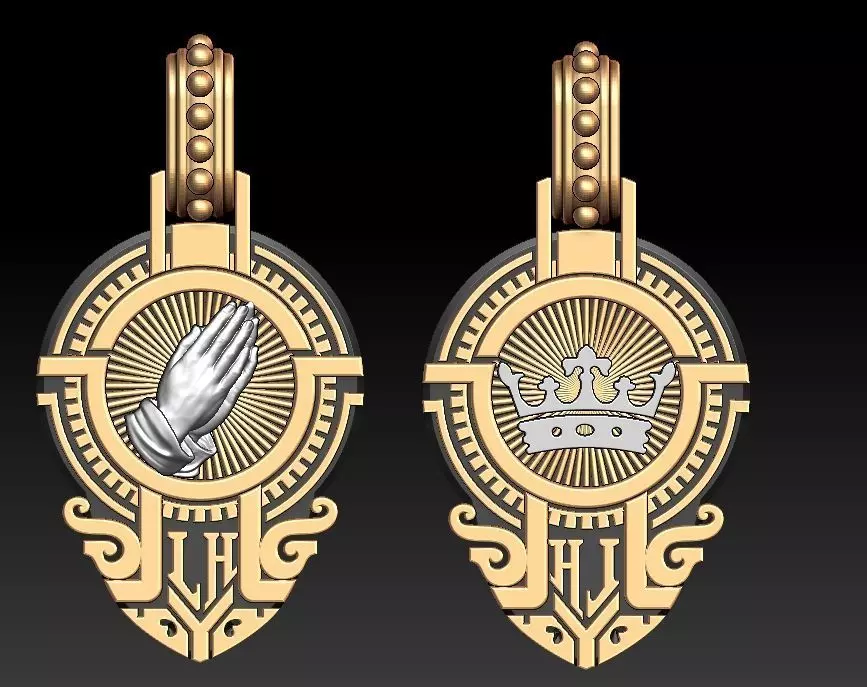 Praying Hand Pendant 3D print model_0