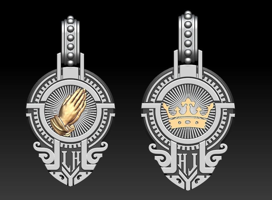 Praying Hand Pendant 3D print model_1