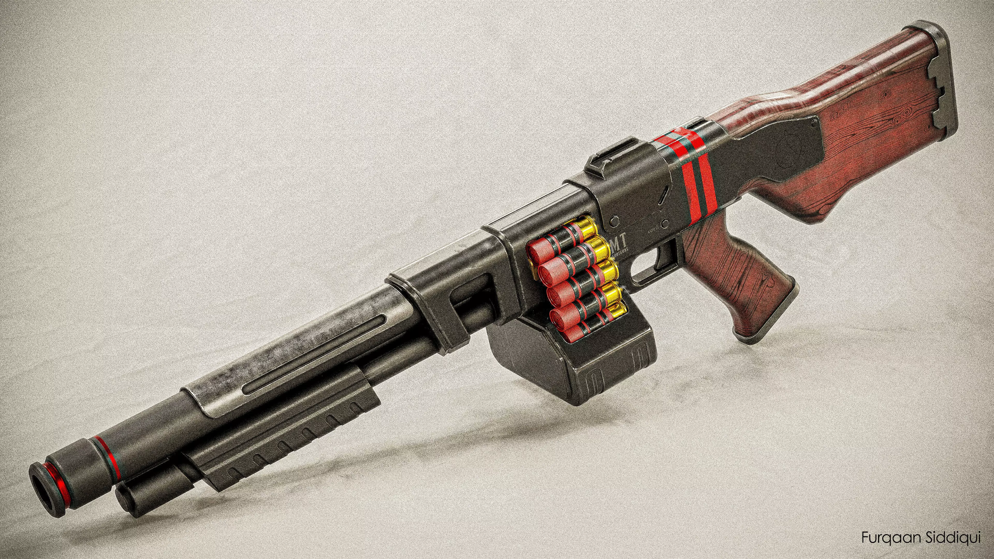 Belt Fed Shotgun PBR Low-poly 3D model_0