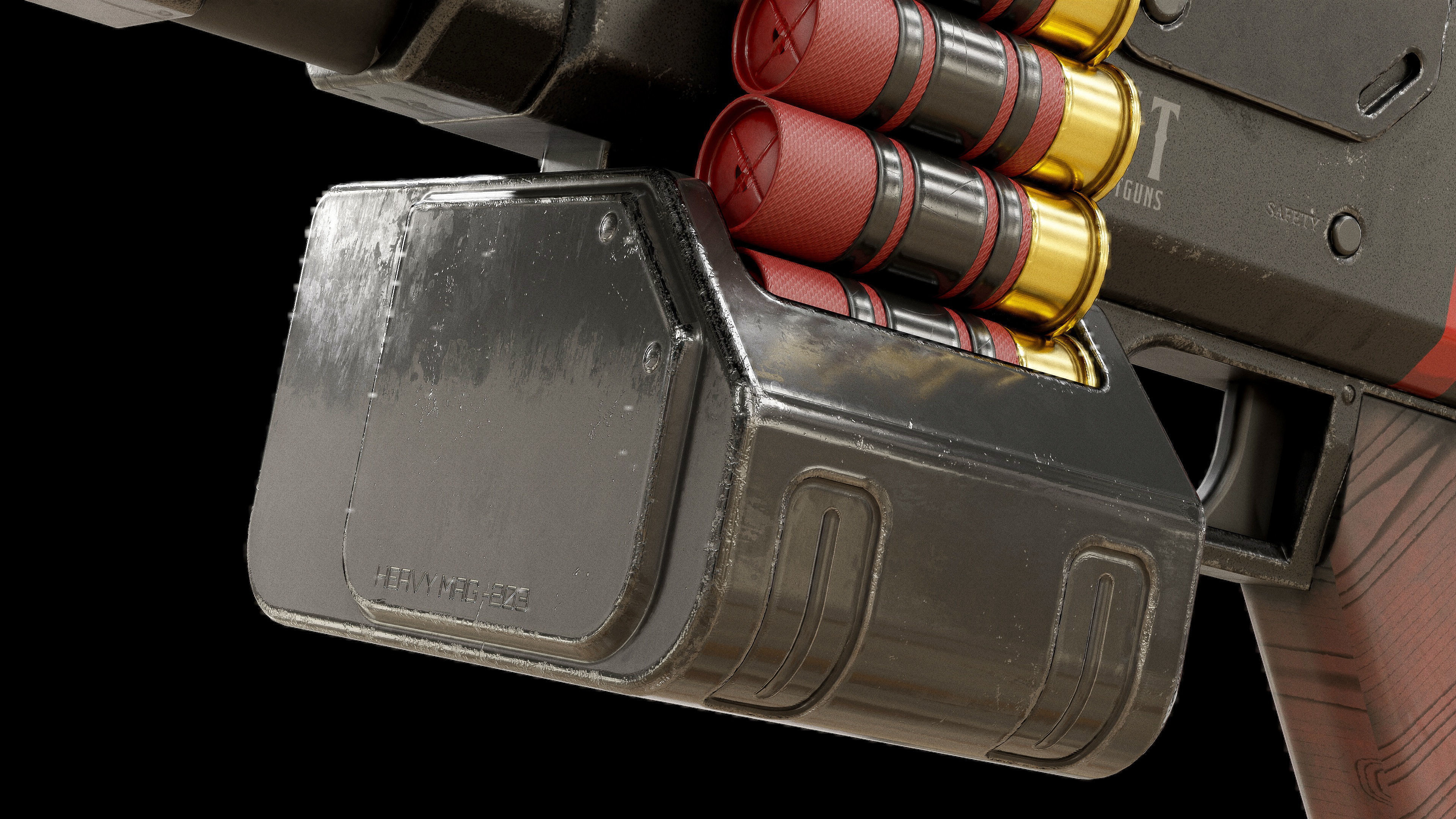 Belt Fed Shotgun PBR Low-poly 3D model_6