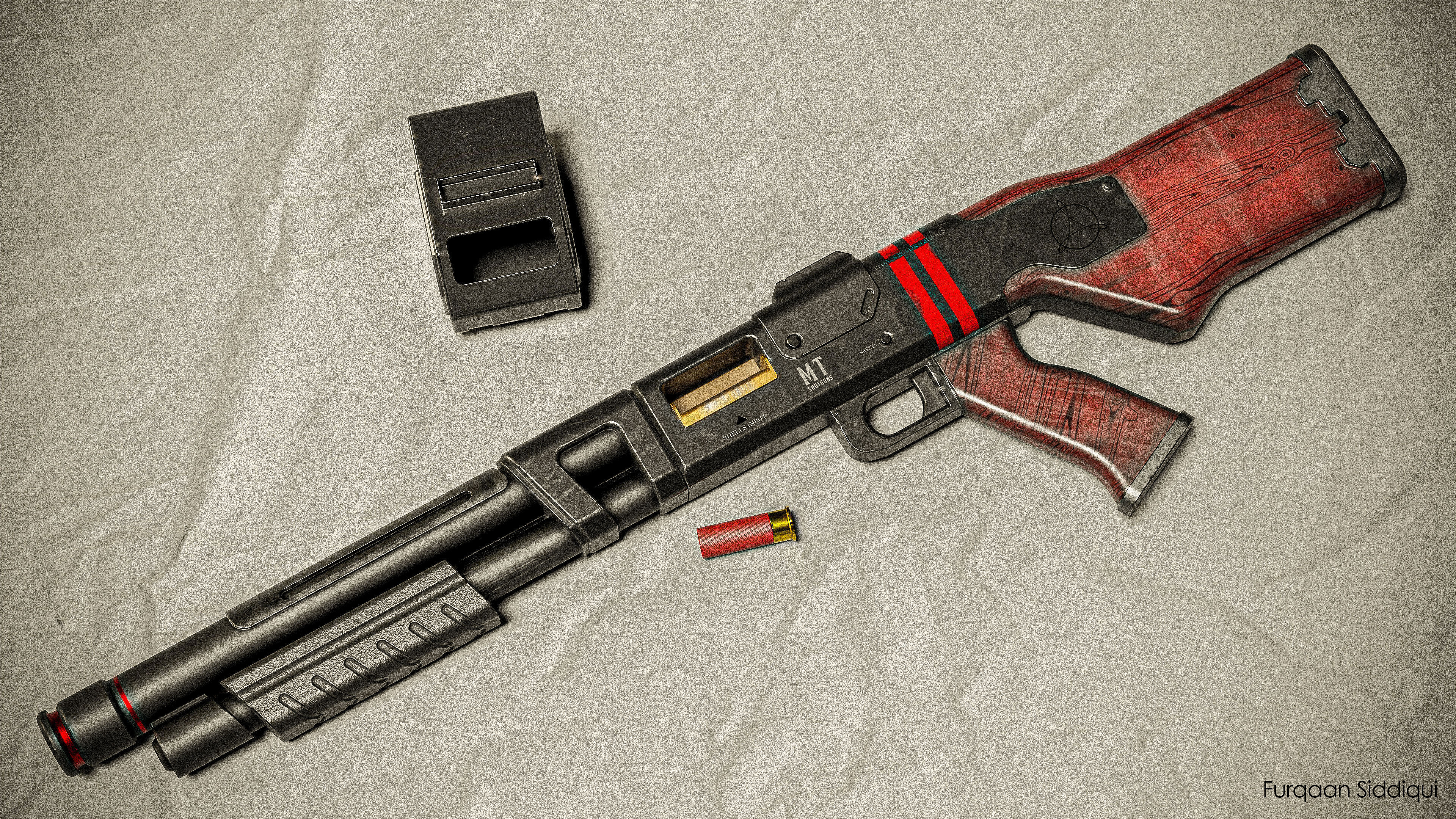 Belt Fed Shotgun PBR Low-poly 3D model_3