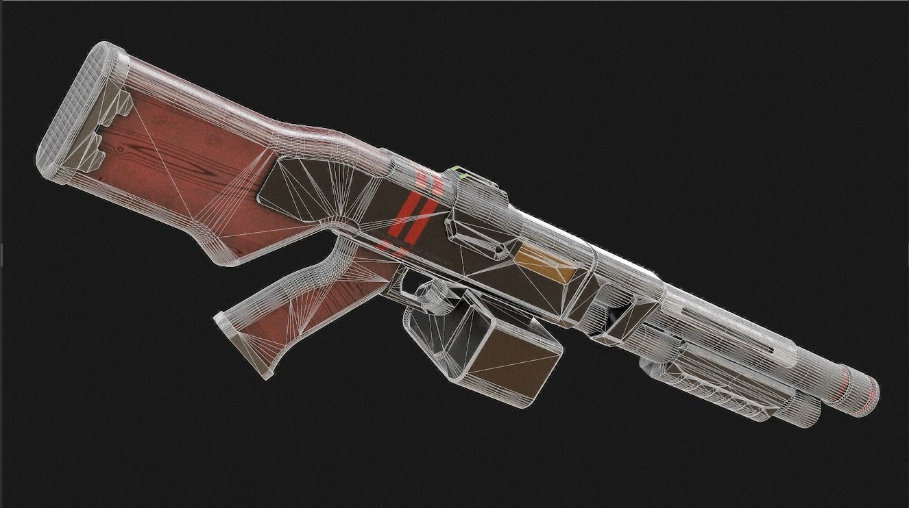 Belt Fed Shotgun PBR Low-poly 3D model_20