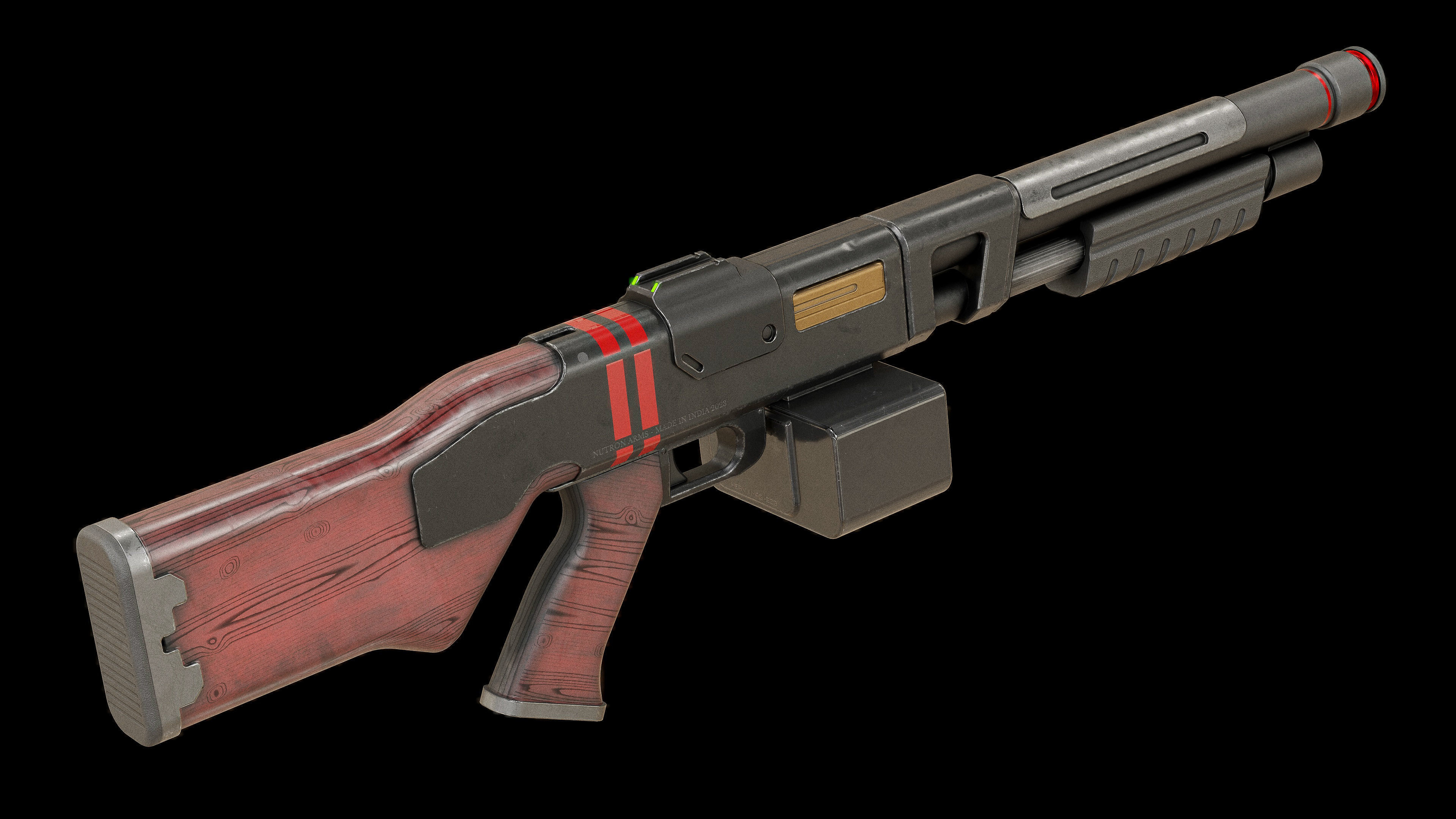 Belt Fed Shotgun PBR Low-poly 3D model_13