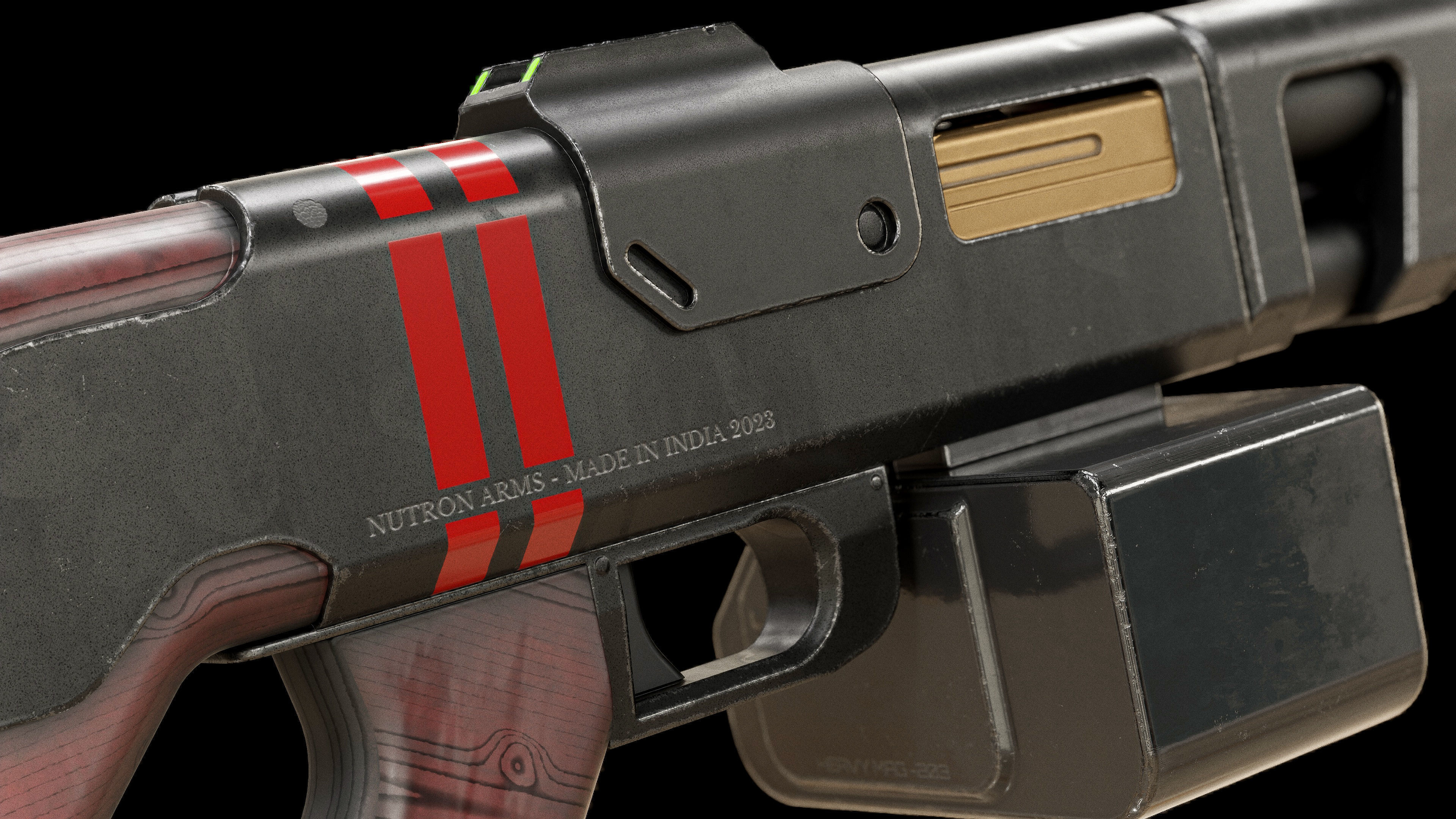 Belt Fed Shotgun PBR Low-poly 3D model_14