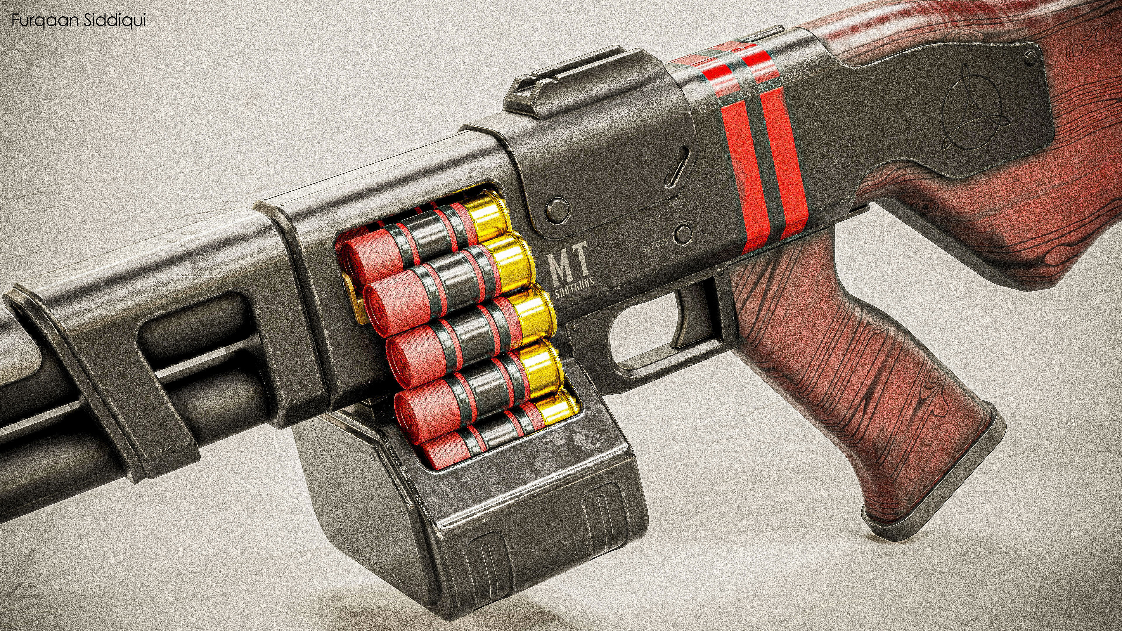 Belt Fed Shotgun PBR Low-poly 3D model_21