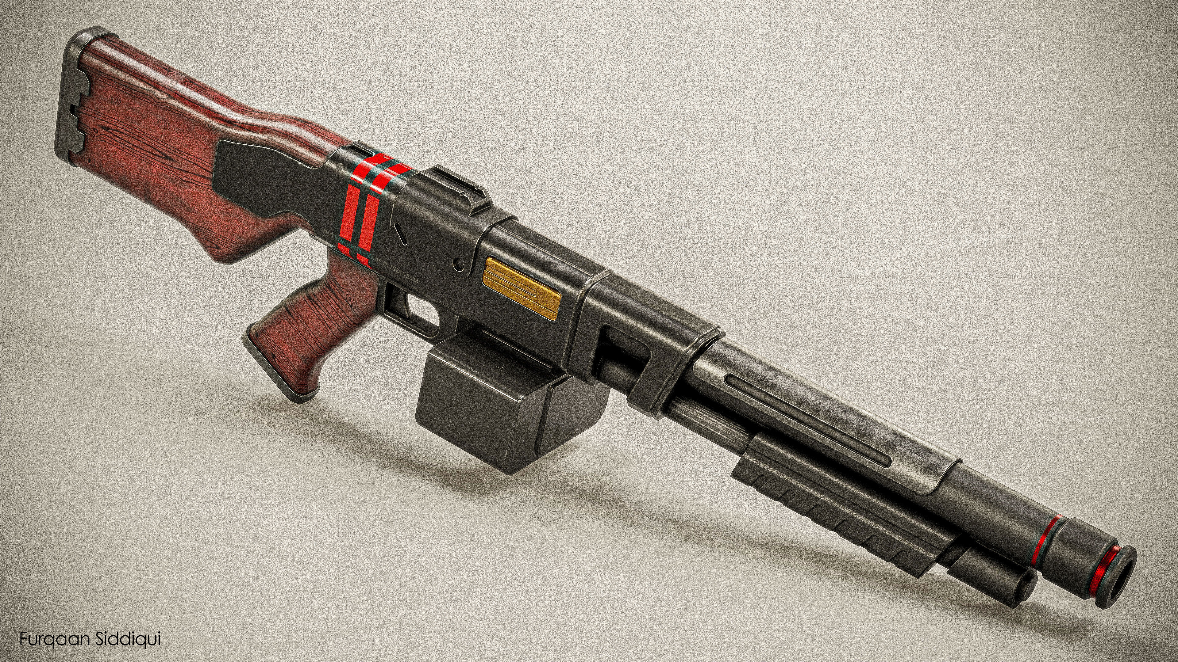 Belt Fed Shotgun PBR Low-poly 3D model_22
