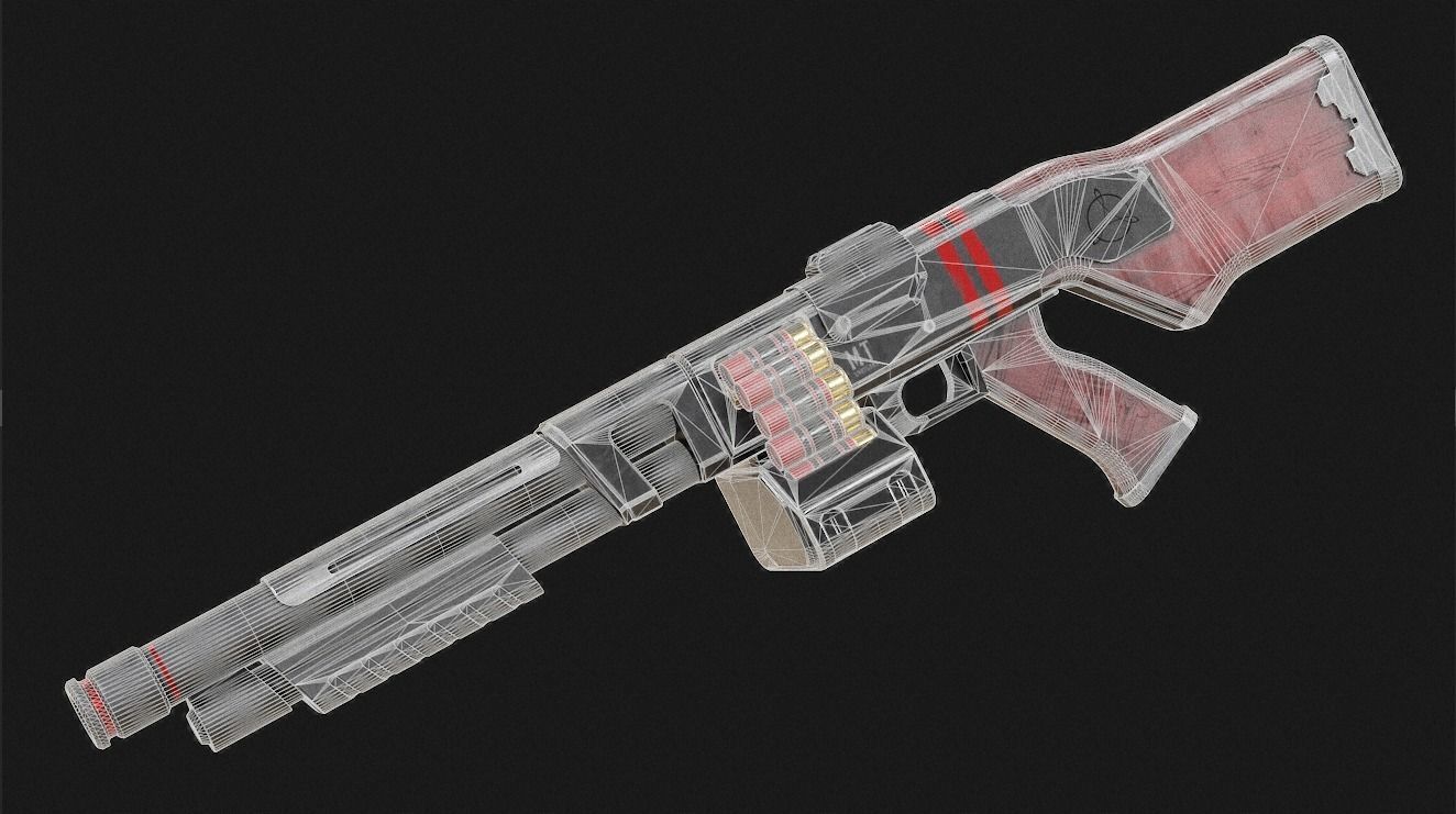Belt Fed Shotgun PBR Low-poly 3D model_19