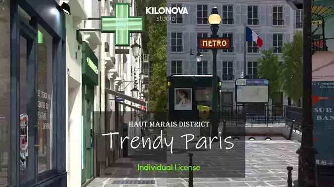 Paris Trendy Street and Place Bundle Non commercial license 3D model
