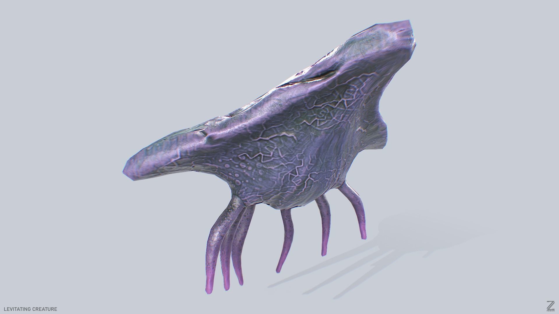 Levitating creature Low-poly 3D model_4