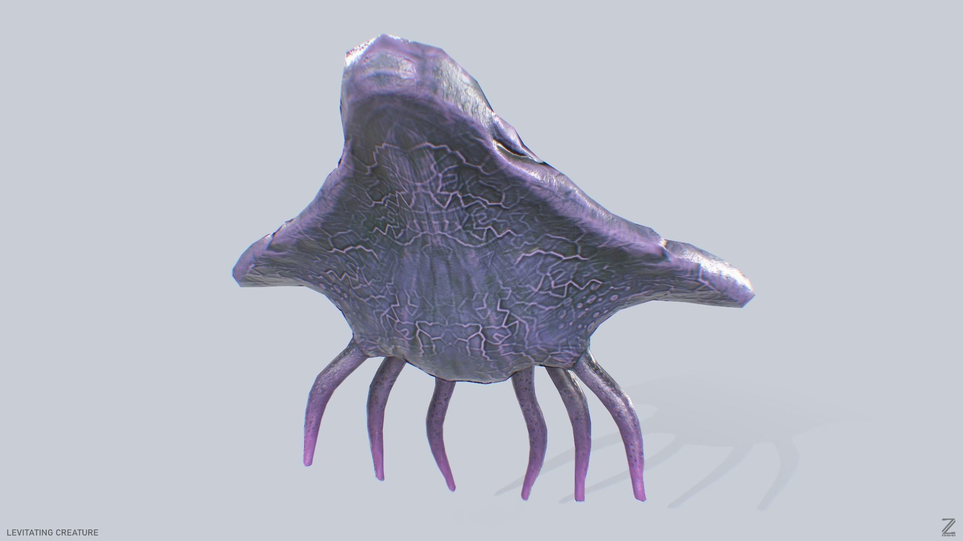 Levitating creature Low-poly 3D model_6