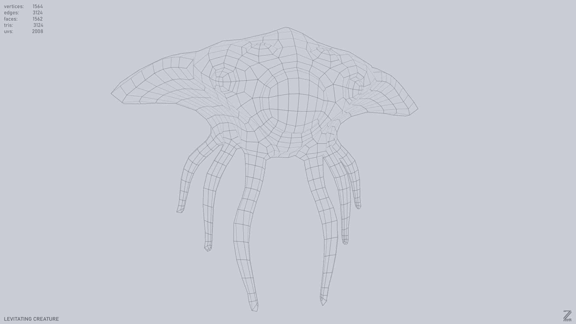 Levitating creature Low-poly 3D model_15