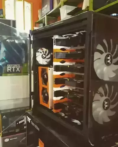 MODULAR GPU HOLDER  WITH VENTURI EFFECT AND FAN SUPPORT  3D print model