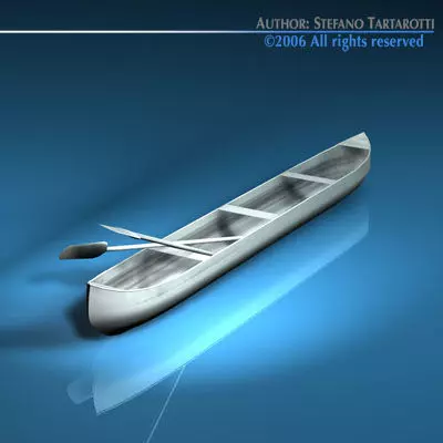 Canoe with paddles 3D model