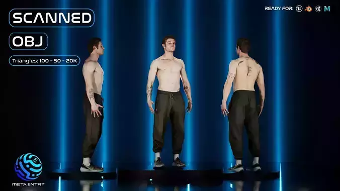 3D Scanned and Optimised - Realistic Athlete Model 3D model