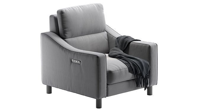 AUTOGRAPH Fabric Slope Battery Recliner 3D model 4