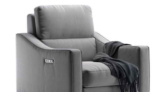 AUTOGRAPH Fabric Slope Battery Recliner 3D model 5