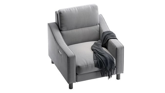 AUTOGRAPH Fabric Slope Battery Recliner 3D model 7