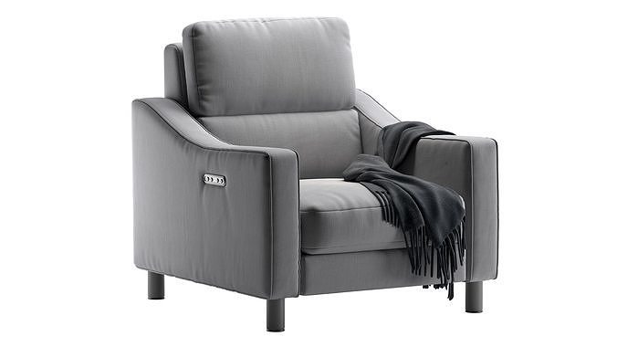 AUTOGRAPH Fabric Slope Battery Recliner 3D model 2