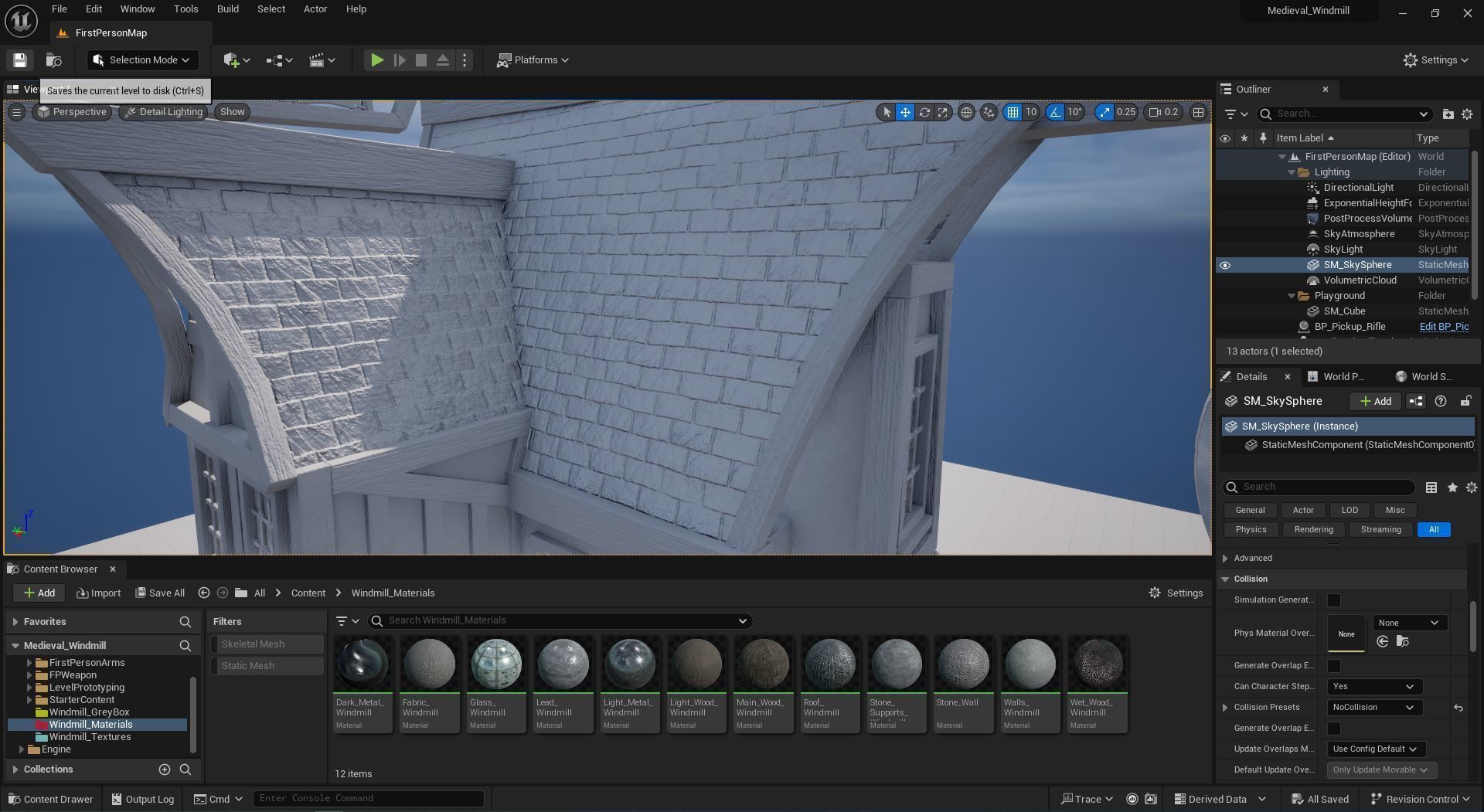 Medieval Watermill for UE 5 Rigged and Animated Low-poly 3D model_10