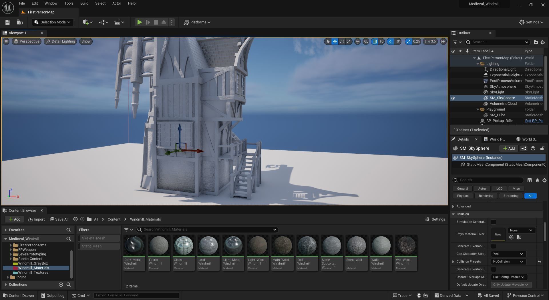 Medieval Watermill for UE 5 Rigged and Animated Low-poly 3D model_11