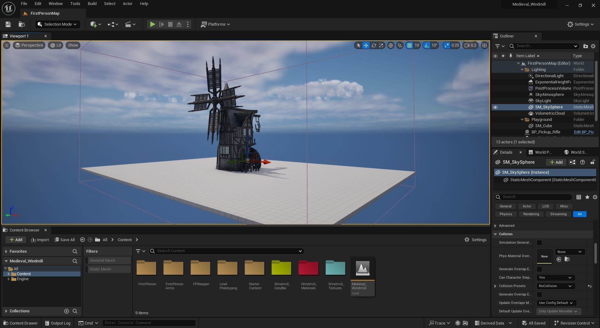 Medieval Watermill for UE 5 Rigged and Animated Low-poly 3D model_8