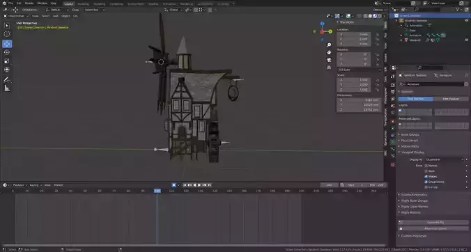 Medieval Watermill for UE 5 Rigged and Animated