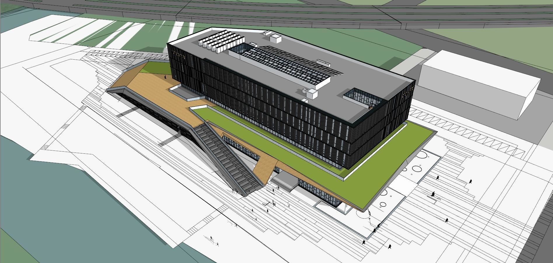 SU model of modern Qingpu office archives 3D model_5