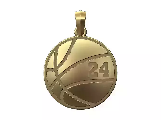 Basketball 24 engraving pendant with bail