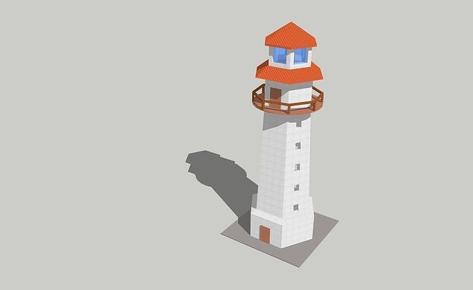 Building Country Lighthouse by Outland Models Low-poly 3D model