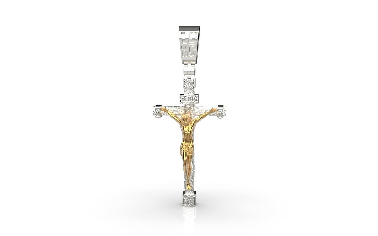 gold cross with wood texture 3D print model_8