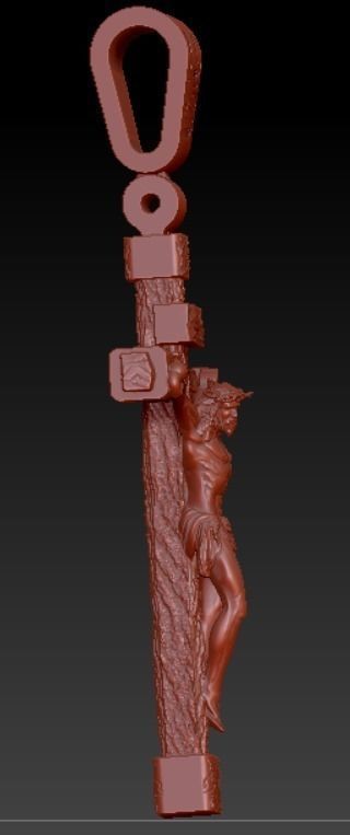 gold cross with wood texture 3D print model_6