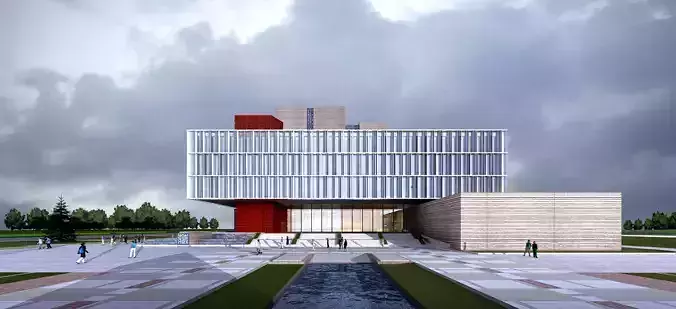 SU model of Weihai Archives Center in modern style